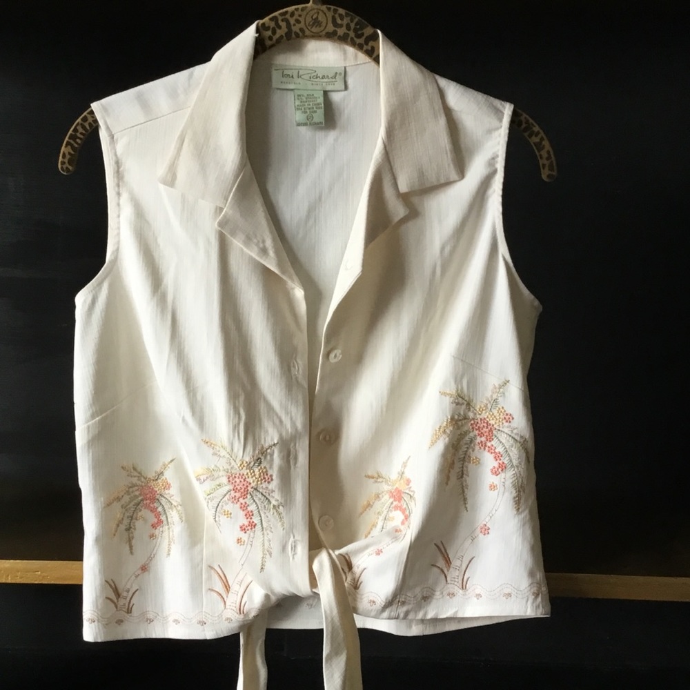 Tori Richards silk embroidered top